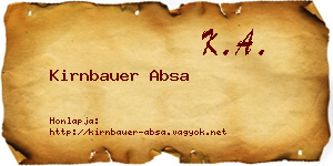 Kirnbauer Absa névjegykártya